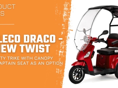 Veleco DRACO – a new twist. Mobility trike with canopy and captain seat as an op