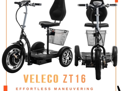 Veleco ZT16 — compact and agile electric mobility scooter. Perfect for daily err
